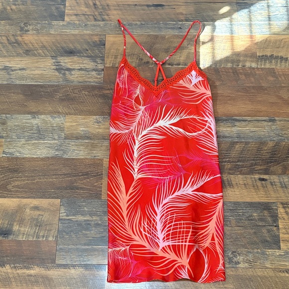 Natori Josie Vibrant Red Lace Dress - coffeafoods.com